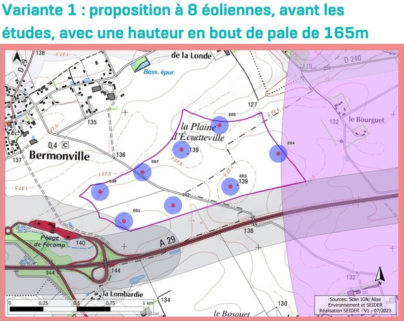 variante d'implantation 1 par éolien