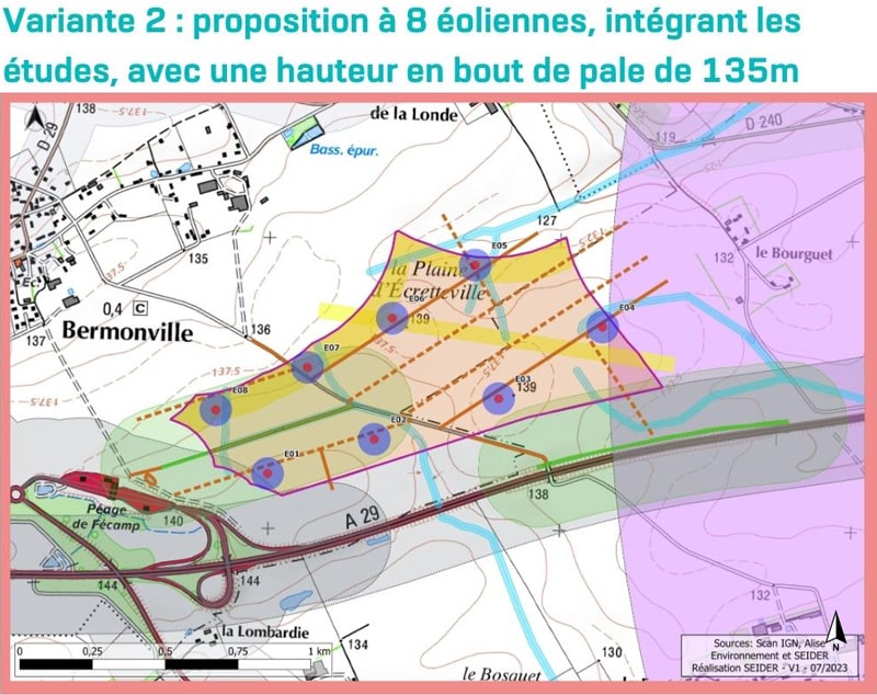variante d'implantation 2 par éolien