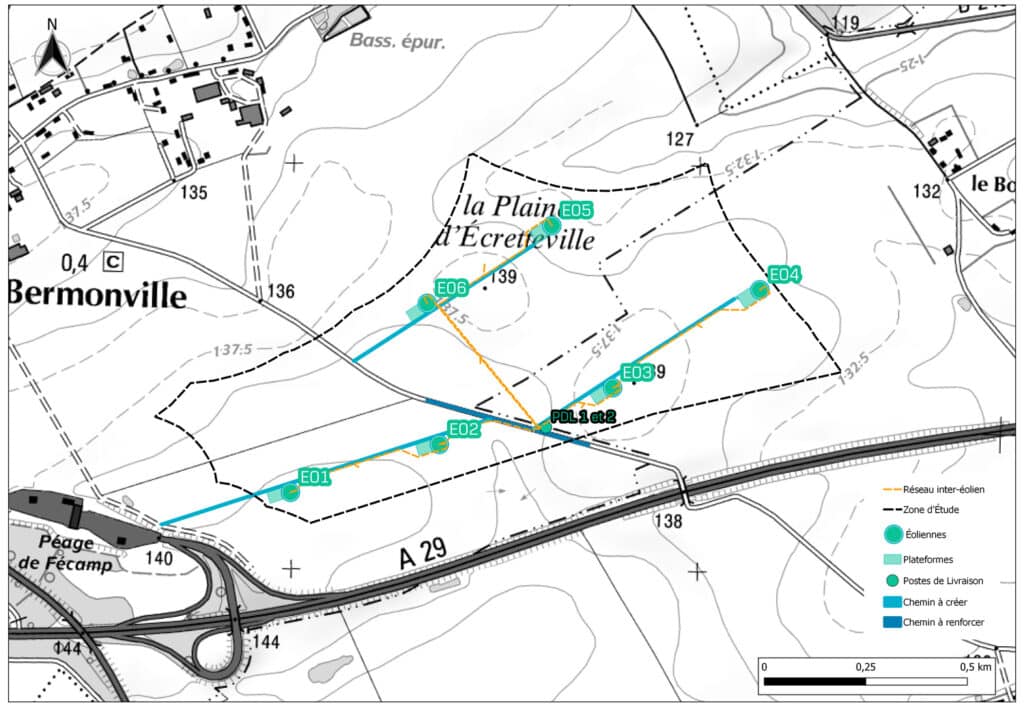 implantation éolienne plateau de caux